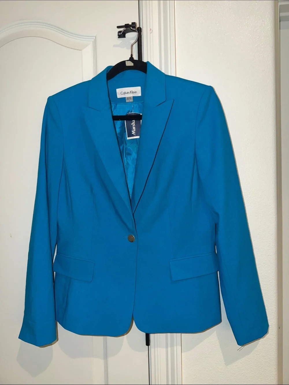 Calvin Klein blue size 8 blazer gold button NWT - Picture 2 of 3